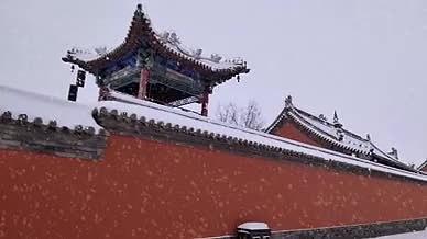 4k超高清拍摄雪中的古建筑、古寺庙素材视频的预览图